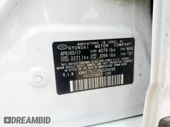 ✅ 2017 Hyundai Ioniq SEL • VIN: KMHC75LC2HU034498 • Lot: 59237215. Listed on Copart with 95,909 mi. Free auction sales archive from the USA and detailed vehicle history report at DreamBid. Image 13.