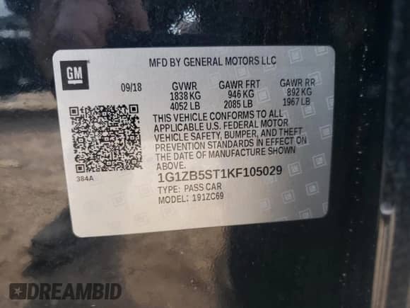 ✅ 2019 Chevrolet Malibu LS • VIN: 1G1ZB5ST1KF105029 • Лот: 62115415. Опубликован ранее на Copart с пробегом 116 467 миль. Бесплатный доступ к архиву аукционных продаж из США и подробный отчёт об истории автомобиля на DreamBid. Изображение 13.