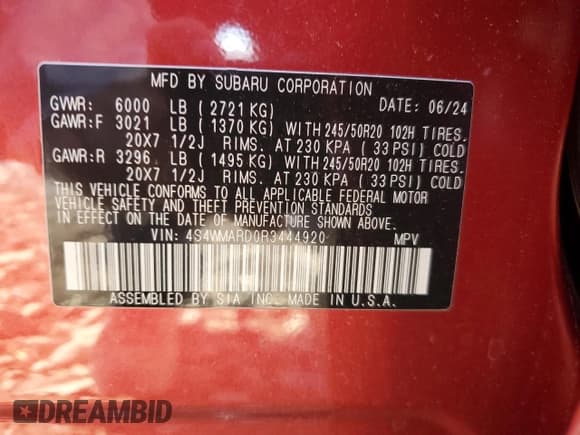 ✅ 2024 Subaru Ascent Limited • VIN: 4S4WMARD0R3444920 • Lot: 80111385. Listed on Copart with 13,297 mi. Free auction sales archive from the USA and detailed vehicle history report at DreamBid. Image 12.