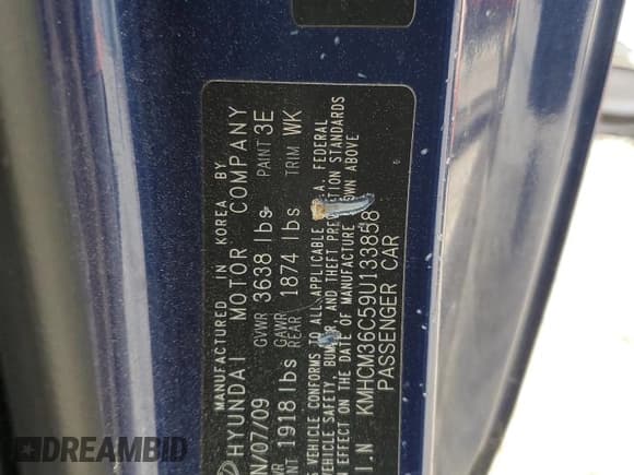 ✅ 2009 Hyundai Accent Auto GS • VIN: KMHCM36C59U133858 • Lot: 51014135. Listed on Copart with 183,392 mi. Free auction sales archive from the USA and detailed vehicle history report at DreamBid. Image 14.