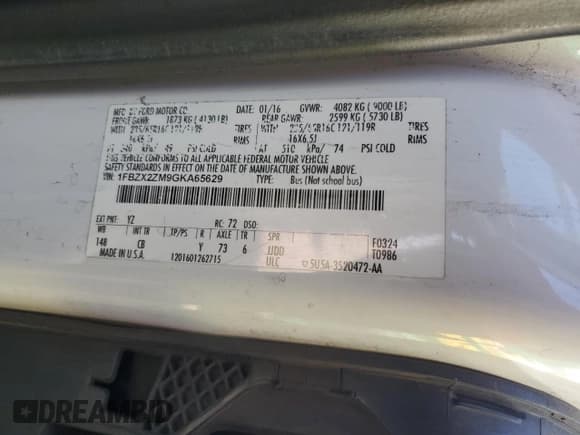 ✅ 2016 Ford Transit XL • VIN: 1FBZX2ZM9GKA65629 • Lot: 51863215. Wystawiony na Copart z przebiegiem 193 786 mil. Bezpłatny archiwum sprzedaży aukcyjnych z USA i szczegółowy raport historii pojazdu na DreamBid. Zdjęcie 13.