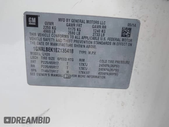 ✅ 2014 Chevrolet Equinox LT • VIN: 1GNALBEK1EZ135418 • Lot: 43613133. Wystawiony na IAAI z przebiegiem 144 557 mil. Bezpłatny archiwum sprzedaży aukcyjnych z USA i szczegółowy raport historii pojazdu na DreamBid. Zdjęcie 9.