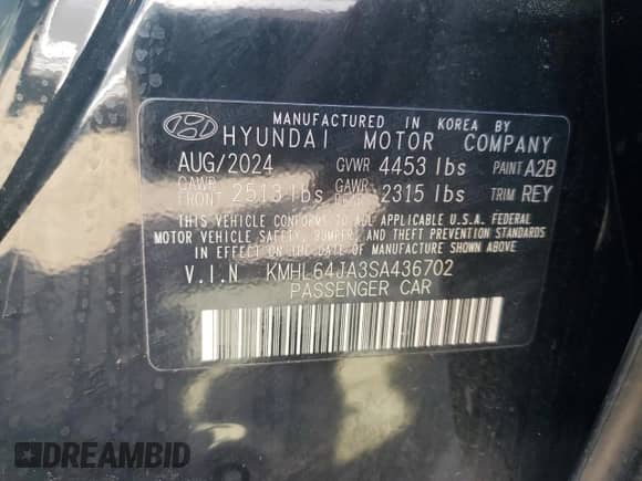 2025 Hyundai Sonata SEL with VIN KMHL64JA3SA436702, listed as a Copart auction lot 89636305 with 32,349 mi miles and Non repairable. Bid and sale history available at DreamBid. Image 12.