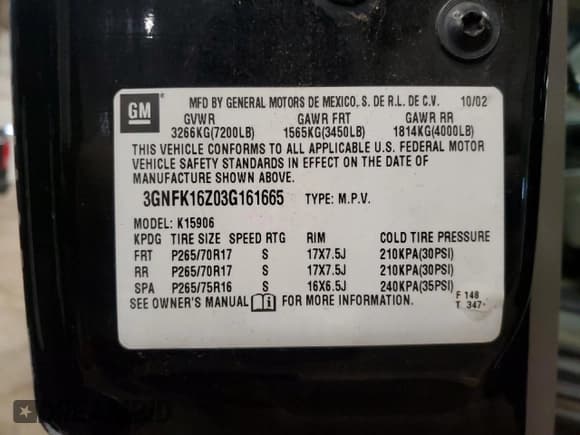 ✅ 2003 Chevrolet Suburban LT • VIN: 3GNFK16Z03G161665 • Лот: 47492745. Опубликован ранее на Copart с пробегом 279 293 миль. Бесплатный доступ к архиву аукционных продаж из США и подробный отчёт об истории автомобиля на DreamBid. Изображение 13.