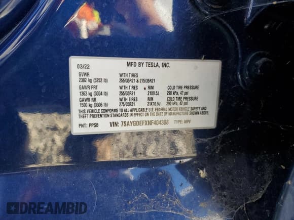 ✅ 2022 Tesla Model Y Performance • VIN: 7SAYGDEFXNF404308 • Lot: 90508845. Wystawiony na Copart z przebiegiem 49 334 mil. Bezpłatny archiwum sprzedaży aukcyjnych z USA i szczegółowy raport historii pojazdu na DreamBid. Zdjęcie 13.