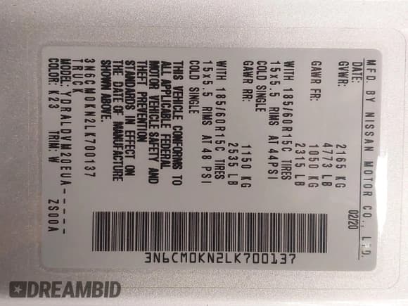 ✅ 2020 Nissan NV200 S • VIN: 3N6CM0KN2LK700137 • Лот: 41652163. Опубликован ранее на IAAI с пробегом 34 586 миль. Бесплатный доступ к архиву аукционных продаж из США и подробный отчёт об истории автомобиля на DreamBid. Изображение 9.