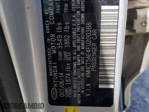 ✅ 2015 Hyundai Accent GS • VIN: KMHCT5AE4FU200386 • Lot: 58544403. Listed on Copart with 124,613 mi miles. Access the free auction sales archive from the USA and view a detailed vehicle history report at DreamBid. Image 14.