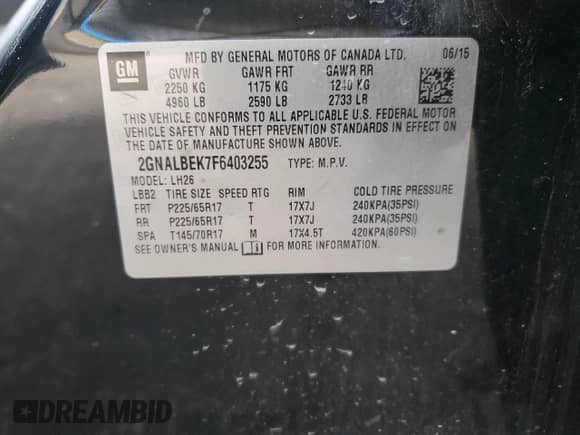 2015 Chevrolet Equinox LT с VIN 2GNALBEK7F6403255, выставлен на аукционе Copart как лот 90260435 с пробегом 120 485 миль миль и Чистый • Clean title. История ставок и продаж доступна на DreamBid. Изображение 12.