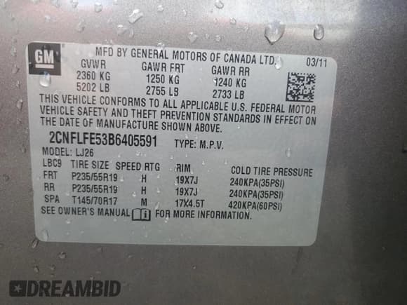 ✅ 2011 Chevrolet Equinox LTZ • VIN: 2CNFLFE53B6405591 • Лот: 74020244. Опубликован ранее на Copart с пробегом Не указан. Бесплатный доступ к архиву аукционных продаж из США и подробный отчёт об истории автомобиля на DreamBid. Изображение 14.