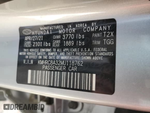 ✅ 2021 Hyundai Venue SEL • VIN: KMHRC8A32MU118762 • Lot: 50267805. Wystawiony na Copart z przebiegiem 59 200 mil. Bezpłatny archiwum sprzedaży aukcyjnych z USA i szczegółowy raport historii pojazdu na DreamBid. Zdjęcie 12.