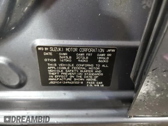 ✅ 2009 Suzuki SX4 FWD • VIN: JS2YC412496200218 • Лот: 46938825. Опубликован ранее на Copart с пробегом 63 909 миль. Бесплатный доступ к архиву аукционных продаж из США и подробный отчёт об истории автомобиля на DreamBid. Изображение 12.