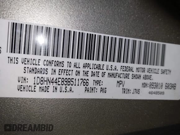 ✅ 2009 Dodge Grand Caravan SE • VIN: 1D8HN44E89B511766 • Lot: 43777046. Listed on IAAI with 62,960 mi. Free auction sales archive from the USA and detailed vehicle history report at DreamBid. Image 9.