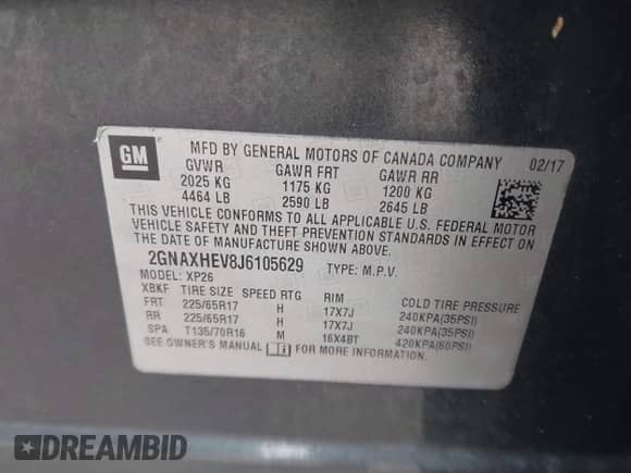 ✅ 2018 Chevrolet Equinox LS • VIN: 2GNAXHEV8J6105629 • Lot: 43307488. Listed on IAAI with 159,507 mi. Free auction sales archive from the USA and detailed vehicle history report at DreamBid. Image 9.