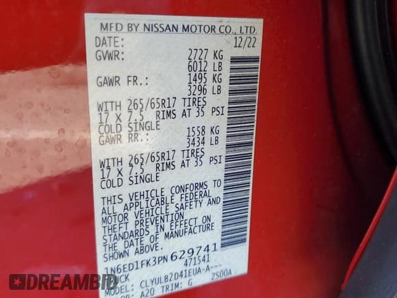 ✅ 2023 Nissan Frontier SV • VIN: 1N6ED1FK3PN629741 • Lot: 92275255. Wystawiony na Copart z przebiegiem 44 314 mil. Bezpłatny archiwum sprzedaży aukcyjnych z USA i szczegółowy raport historii pojazdu na DreamBid. Zdjęcie 12.