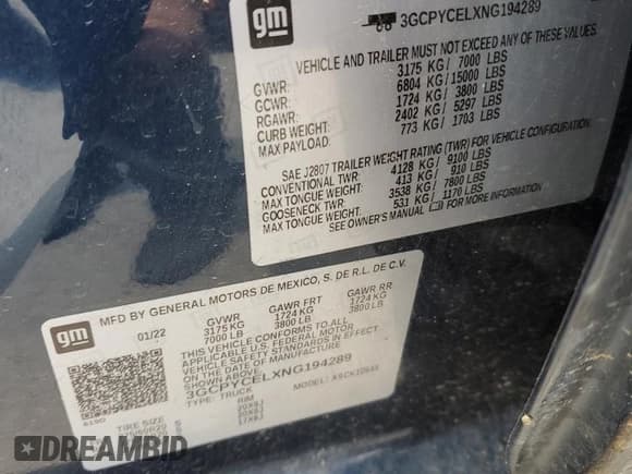 ✅ 2022 Chevrolet Silverado 1500 Custom Trail Boss • VIN: 3GCPYCELXNG194289 • Lot: 57876245. Wystawiony na Copart z przebiegiem 91 290 mil. Bezpłatny archiwum sprzedaży aukcyjnych z USA i szczegółowy raport historii pojazdu na DreamBid. Zdjęcie 12.
