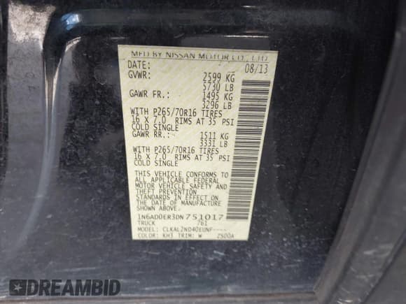 ✅ 2013 Nissan Frontier SV • VIN: 1N6AD0ER3DN751017 • Lot: 43128231. Listed on IAAI with 205,743 mi. Free auction sales archive from the USA and detailed vehicle history report at DreamBid. Image 9.