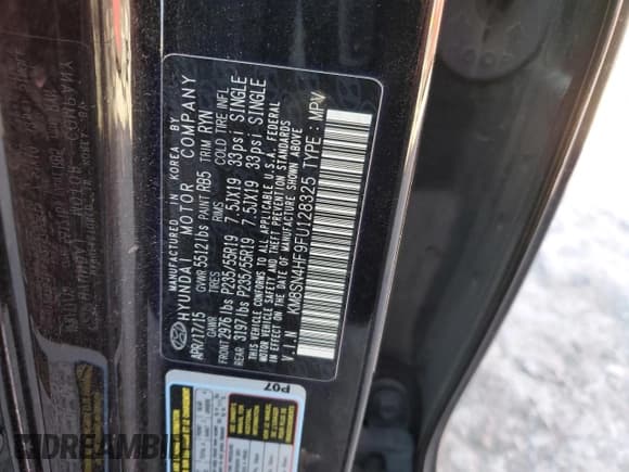 ✅ 2015 Hyundai Santa Fe Limited • VIN: KM8SN4HF9FU128325 • Лот: 87370584. Опубликован ранее на Copart с пробегом Не указан. Бесплатный доступ к архиву аукционных продаж из США и подробный отчёт об истории автомобиля на DreamBid. Изображение 14.