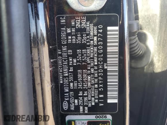 ✅ 2020 Kia Telluride EX • VIN: 5XYP3DHC0LG037740 • Lot: 91516525. Listed on Copart with 124,320 mi. Free auction sales archive from the USA and detailed vehicle history report at DreamBid. Image 13.