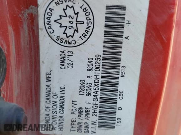 ✅ 2013 Honda Civic Si • VIN: 2HGFG4A5XDH100259 • Лот: 84801175. Опубликован ранее на Copart с пробегом 307 105 миль. Бесплатный доступ к архиву аукционных продаж из США и подробный отчёт об истории автомобиля на DreamBid. Изображение 12.