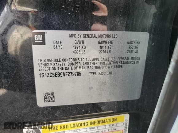 ✅ 2010 Chevrolet Malibu 1LT • VIN: 1G1ZC5EB9AF279705 • Lot: 46630344. Listed on Copart with 220,653 mi. Free auction sales archive from the USA and detailed vehicle history report at DreamBid. Image 12.