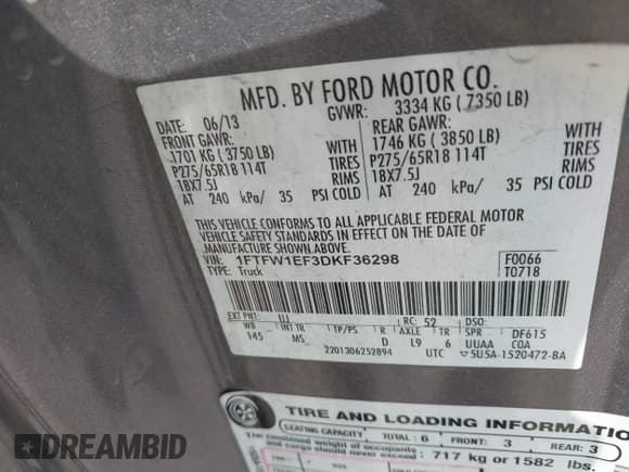 ✅ 2013 Ford F-150 XL • VIN: 1FTFW1EF3DKF36298 • Лот: 43230999. Опубликован ранее на IAAI с пробегом 221 461 миль. Бесплатный доступ к архиву аукционных продаж из США и подробный отчёт об истории автомобиля на DreamBid. Изображение 9.