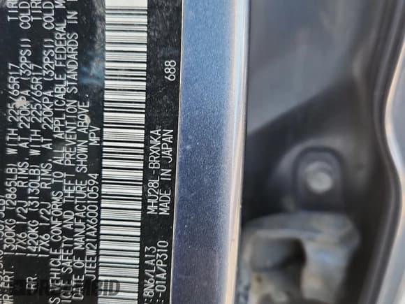 ✅ 2006 Toyota Highlander • VIN: JTEEW21AX60010594 • Lot: 82234495. Listed on Copart with 253,351 mi. Free auction sales archive from the USA and detailed vehicle history report at DreamBid. Image 12.