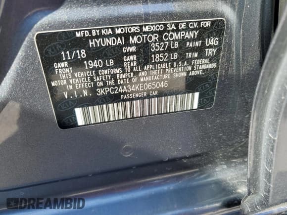 ✅ 2019 Hyundai Accent SE • VIN: 3KPC24A34KE065046 • Лот: 53616535. Опубликован ранее на Copart с пробегом 53 560 миль. Бесплатный доступ к архиву аукционных продаж из США и подробный отчёт об истории автомобиля на DreamBid. Изображение 12.