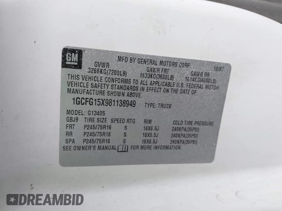 ✅ 2008 Chevrolet Express Cargo • VIN: 1GCFG15X981138949 • Лот: 43794665. Опубликован ранее на IAAI с пробегом 216 089 миль. Бесплатный доступ к архиву аукционных продаж из США и подробный отчёт об истории автомобиля на DreamBid. Изображение 9.