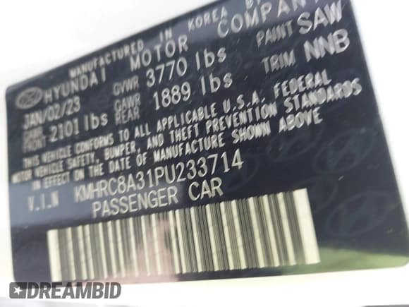 ✅ 2023 Hyundai Venue Limited • VIN: KMHRC8A31PU233714 • Lot: 41758056. Listed on IAAI with 10,532 mi. Free auction sales archive from the USA and detailed vehicle history report at DreamBid. Image 9.