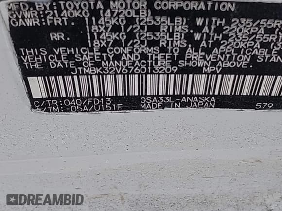 ✅ 2007 Toyota RAV4 Sport • VIN: JTMBK32V676013209 • Lot: 43617615. Wystawiony na IAAI z przebiegiem 190 522 mil. Bezpłatny archiwum sprzedaży aukcyjnych z USA i szczegółowy raport historii pojazdu na DreamBid. Zdjęcie 9.