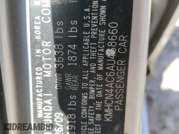 2010 Hyundai Accent GLS z VIN KMHCN4AC6AU468660, wystawiony jako Copart lot #66367444 z przebiegiem 104 341 mil mil oraz Szkoda całkowita • Salvage title. Historia ofert i sprzedaży dostępna na DreamBid. Obrazek 12.