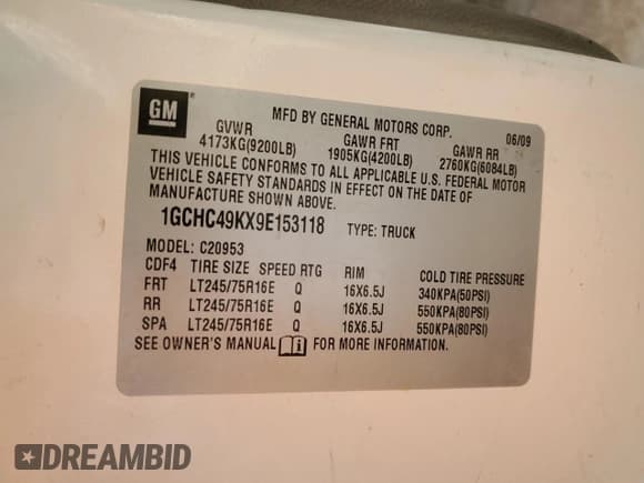 ✅ 2009 Chevrolet Silverado 2500HD Work Truck • VIN: 1GCHC49KX9E153118 • Лот: 56151395. Опубликован ранее на Copart с пробегом Не указан. Бесплатный доступ к архиву аукционных продаж из США и подробный отчёт об истории автомобиля на DreamBid. Изображение 12.