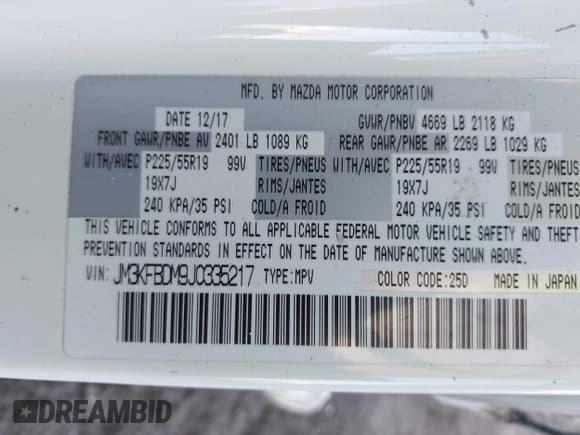 ✅ 2018 Mazda CX-5 Grand Touring • VIN: JM3KFBDM9J0335217 • Lot: 43582422. Wystawiony na IAAI z przebiegiem 126 195 mil. Bezpłatny archiwum sprzedaży aukcyjnych z USA i szczegółowy raport historii pojazdu na DreamBid. Zdjęcie 9.