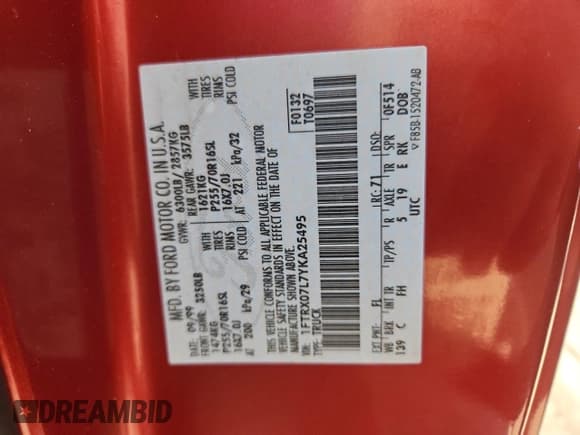 ✅ 2000 Ford F-150 XL • VIN: 1FTRX07L7YKA25495 • Lot: 84915535. Wystawiony na Copart z przebiegiem Nie podano. Bezpłatny archiwum sprzedaży aukcyjnych z USA i szczegółowy raport historii pojazdu na DreamBid. Zdjęcie 12.