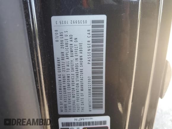 ✅ 2008 Volkswagen Golf GTI • VIN: WVWFV71K88W227997 • Лот: 70057544. Опубликован ранее на Copart с пробегом 95 044 миль. Бесплатный доступ к архиву аукционных продаж из США и подробный отчёт об истории автомобиля на DreamBid. Изображение 14.