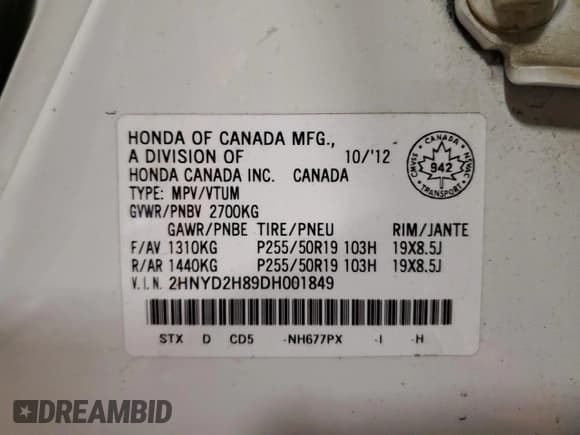 ✅ 2013 Acura MDX Advance • VIN: 2HNYD2H89DH001849 • Лот: 42214465. Опубликован ранее на Copart с пробегом Не указан. Бесплатный доступ к архиву аукционных продаж из США и подробный отчёт об истории автомобиля на DreamBid. Изображение 13.