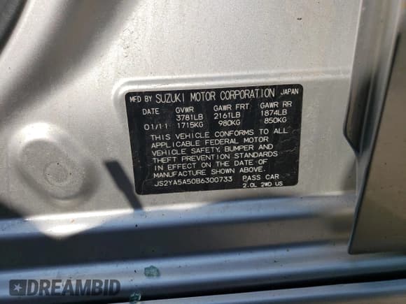 ✅ 2011 Suzuki SX4 Sportback • VIN: JS2YA5A50B6300733 • Лот: 60091875. Опубликован ранее на Copart с пробегом Не указан. Бесплатный доступ к архиву аукционных продаж из США и подробный отчёт об истории автомобиля на DreamBid. Изображение 12.