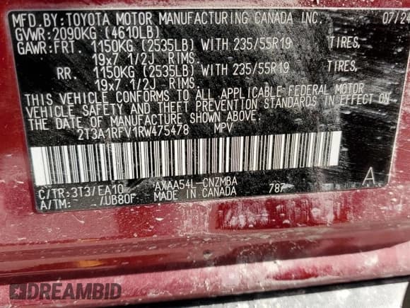 ✅ 2024 Toyota RAV4 XLE Premium • VIN: 2T3A1RFV1RW475478 • Lot: 52960055. Listed on Copart with 5,658 mi. Free auction sales archive from the USA and detailed vehicle history report at DreamBid. Image 15.