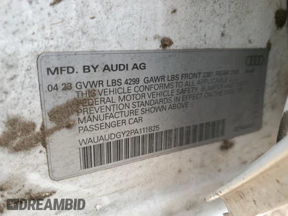 ✅ 2023 Audi A3 Premium • VIN: WAUAUDGY2PA111825 • Lot: 67571405. Listed on Copart with 40,315 mi. Free auction sales archive from the USA and detailed vehicle history report at DreamBid. Image 13.