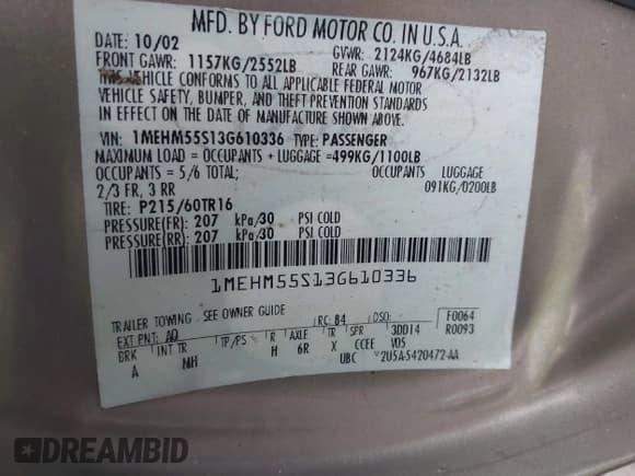 ✅ 2003 Mercury Sable LS Premium • VIN: 1MEHM55S13G610336 • Лот: 43802210. Опубликован ранее на IAAI с пробегом 109 784 миль. Бесплатный доступ к архиву аукционных продаж из США и подробный отчёт об истории автомобиля на DreamBid. Изображение 9.