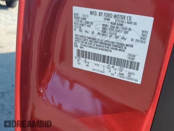 ✅ 2012 Ford Escape XLT • VIN: 1FMCU9DG3CKB65879 • Lot: 70223735. Wystawiony na Copart z przebiegiem 138 981 mil. Bezpłatny archiwum sprzedaży aukcyjnych z USA i szczegółowy raport historii pojazdu na DreamBid. Zdjęcie 12.