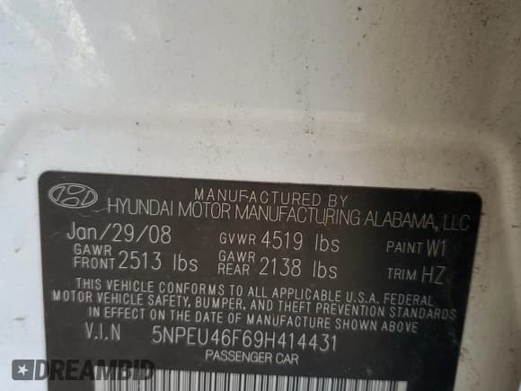 ✅ 2009 Hyundai Sonata Limited • VIN: 5NPEU46F69H414431 • Лот: 80709054. Опубликован ранее на Copart с пробегом Не указан. Бесплатный доступ к архиву аукционных продаж из США и подробный отчёт об истории автомобиля на DreamBid. Изображение 12.