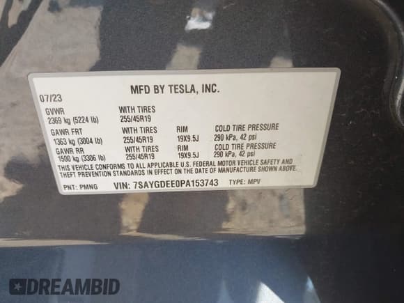 ✅ 2023 Tesla Model Y Long Range • VIN: 7SAYGDEE0PA153743 • Lot: 43268831. Wystawiony na IAAI z przebiegiem 26 506 mil. Bezpłatny archiwum sprzedaży aukcyjnych z USA i szczegółowy raport historii pojazdu na DreamBid. Zdjęcie 9.