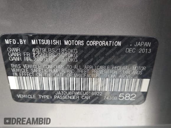 ✅ 2014 Mitsubishi Lancer GT • VIN: JA32U8FW6EU016922 • Lot: 42986837. Wystawiony na IAAI z przebiegiem 61 821 mil. Bezpłatny archiwum sprzedaży aukcyjnych z USA i szczegółowy raport historii pojazdu na DreamBid. Zdjęcie 9.