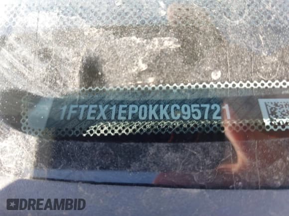 ✅ 2019 Ford F-150 XL • VIN: 1FTEX1EP0KKC95721 • Lot: 41656043. Listed on IAAI with 95,375 mi. Free auction sales archive from the USA and detailed vehicle history report at DreamBid. Image 9.