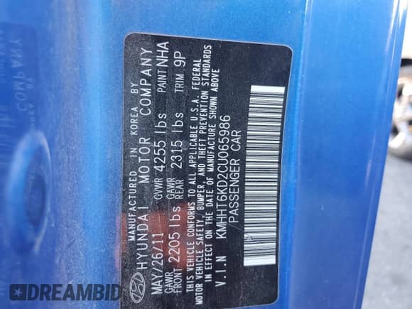 2012 Hyundai Genesis Coupe 2.0T с VIN KMHHT6KD2CU065986, выставлен на аукционе Copart как лот 42138135 с пробегом 133 357 миль миль и Чистый • Clean title. История ставок и продаж доступна на DreamBid. Изображение 12.