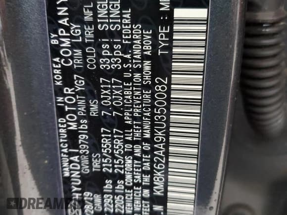 ✅ 2019 Hyundai Kona SEL • VIN: KM8K62AA9KU350082 • Лот: 36880594. Опубликован ранее на Copart с пробегом 41 878 миль. Бесплатный доступ к архиву аукционных продаж из США и подробный отчёт об истории автомобиля на DreamBid. Изображение 16.