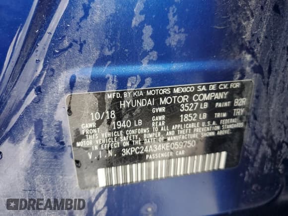 ✅ 2019 Hyundai Accent SE • VIN: 3KPC24A34KE059750 • Лот: 85314774. Опубликован ранее на Copart с пробегом 74 995 миль. Бесплатный доступ к архиву аукционных продаж из США и подробный отчёт об истории автомобиля на DreamBid. Изображение 12.