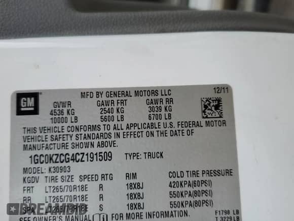 2012 Chevrolet Silverado 3500HD Work Truck z VIN 1GC0KZCG4CZ191509, wystawiony jako Copart lot #41818965 z przebiegiem 227 705 mil mil oraz Szkoda całkowita • Salvage title. Historia ofert i sprzedaży dostępna na DreamBid. Obrazek 13.