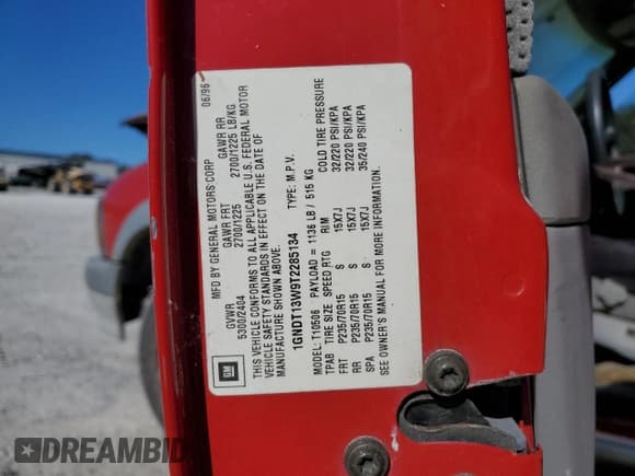 ✅ 1996 Chevrolet Blazer • VIN: 1GNDT13W9T2285134 • Лот: 86460795. Опубликован ранее на Copart с пробегом 262 482 миль. Бесплатный доступ к архиву аукционных продаж из США и подробный отчёт об истории автомобиля на DreamBid. Изображение 13.